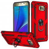 Samsung Galaxy Note 5 Kılıf Sofya Yüzüklü Standlı Zırhlı Silikon Kılıf - 3