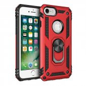 Apple iPhone 8 Kılıf Sofya Yüzüklü Standlı Zırhlı Silikon Kılıf thumbnail 1