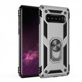 Samsung Galaxy S10 Plus Kılıf Sofya Yüzüklü Standlı Zırhlı Silikon Kılıf - 2