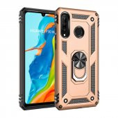 Huawei P30 Lite Kılıf Sofya Yüzüklü Standlı Zırhlı Silikon Kılıf - 2
