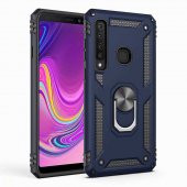 Samsung Galaxy A9 2018 Kılıf Sofya Yüzüklü Standlı Zırhlı Silikon Kılıf - 5