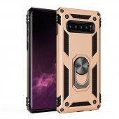 Samsung Galaxy S10 Plus Kılıf Sofya Yüzüklü Standlı Zırhlı Silikon Kılıf - 4