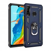 Huawei P30 Lite Kılıf Sofya Yüzüklü Standlı Zırhlı Silikon Kılıf - 3