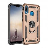 Huawei P20 Lite Kılıf Sofya Yüzüklü Standlı Zırhlı Silikon Kılıf thumbnail 4