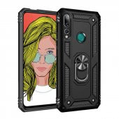 Huawei Y9 Prime 2019 Kılıf Sofya Yüzüklü Standlı Zırhlı Silikon Kılıf - 1
