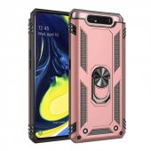 Samsung Galaxy A80 Kılıf Sofya Yüzüklü Standlı Zırhlı Silikon Kılıf - 6