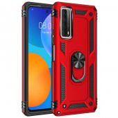 Huawei P Smart 2021 Kılıf Sofya Yüzüklü Standlı Zırhlı Silikon Kılıf - 2
