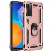 Huawei P Smart 2021 Kılıf Sofya Yüzüklü Standlı Zırhlı Silikon Kılıf - 5