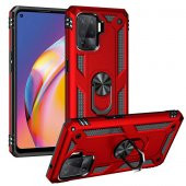 Oppo Reno 5 Lite Kılıf Sofya Yüzüklü Standlı Zırhlı Silikon Kılıf - 3