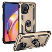 Oppo Reno 5 Lite Kılıf Sofya Yüzüklü Standlı Zırhlı Silikon Kılıf - 4