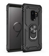 Samsung Galaxy S9 Kılıf Sofya Yüzüklü Standlı Zırhlı Silikon Kılıf - 1