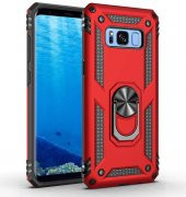 Samsung Galaxy S8 Kılıf Sofya Yüzüklü Standlı Zırhlı Silikon Kılıf - 1