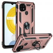 Realme C21 Kılıf Sofya Yüzüklü Standlı Zırhlı Silikon Kılıf - 6