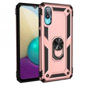 Samsung Galaxy A02 Kılıf Sofya Yüzüklü Standlı Zırhlı Silikon Kılıf - 6