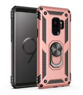 Samsung Galaxy S9 Kılıf Sofya Yüzüklü Standlı Zırhlı Silikon Kılıf - 6