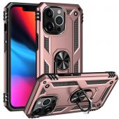 Apple iPhone 13 Pro Kılıf Sofya Yüzüklü Standlı Zırhlı Silikon Kılıf - 6