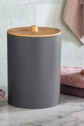 Flosoft Bambu Desenli Yuvarlak 5'li Banyo Seti Gri - 2