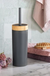 Flosoft Bambu Desenli Yuvarlak 5'li Banyo Seti Gri - 3