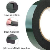 Çift Taraflı Köpük Bant Eva Montaj Bandı Siyah 20 mm x 10 Metre thumbnail 3