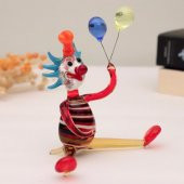 Veraart El Yapımı Murano Cam Balon Tutan Sarı Pantolonlu Palyaço Biblo - 3