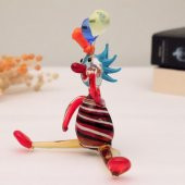 Veraart El Yapımı Murano Cam Balon Tutan Sarı Pantolonlu Palyaço Biblo - 4