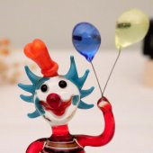 Veraart El Yapımı Murano Cam Balon Tutan Sarı Pantolonlu Palyaço Biblo - 6