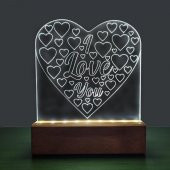 Veraart I Love You Led Işıklı Pleksi Kişiye Özel Gece Lambası - 1