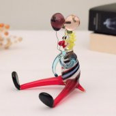 Veraart El Yapımı Murano Cam Balon Tutan Kırmızı Pantolon Palyaço Biblo - 4