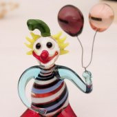 Veraart El Yapımı Murano Cam Balon Tutan Kırmızı Pantolon Palyaço Biblo - 5