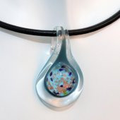 Veraart El Yapımı Murano Cam 2 li Set Mavi Kolye ve Bileklik Tina - 3