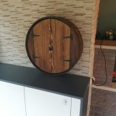 Veraart El Yapımı Yuvarlak Eskitme Ahşap İçki Viski Dolabı - 3