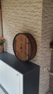 Veraart El Yapımı Yuvarlak Eskitme Ahşap İçki Viski Dolabı - 4