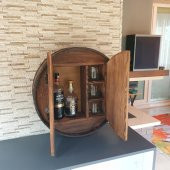 Veraart El Yapımı Yuvarlak Eskitme Ahşap İçki Viski Dolabı - 7