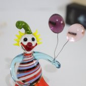Veraart El Yapımı Murano Cam Balon Tutan Turuncu Pantolonlu Palyaço Biblo - 5