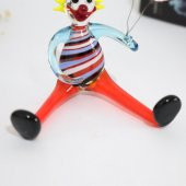 Veraart El Yapımı Murano Cam Balon Tutan Turuncu Pantolonlu Palyaço Biblo - 6