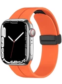 Apple Watch 44mm Manyetik Klipsli Silikon Lüx Kordon - 8