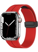 Apple Watch 44mm Manyetik Klipsli Silikon Lüx Kordon - 1