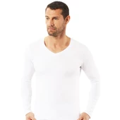 Özkan Erkek V Yaka Uzunkol Penye Likralı Fanila Atlet 0274 thumbnail 1