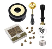 Davetiye Mum Mühürü Uygulama Seti Siyah Renk 337 Zeytin Dalı thumbnail 1