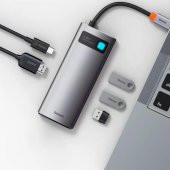 Baseus 100W Type-C HUB Adaptör 5in1 Type-C Dönüştürücü 3*USB 3.0 HDMI 4K Type-C Dönüştürücü - 1