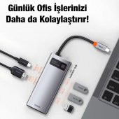 Baseus 100W Type-C HUB Adaptör 5in1 Type-C Dönüştürücü 3*USB 3.0 HDMI 4K Type-C Dönüştürücü - 2
