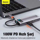 Baseus 100W Type-C HUB Adaptör 5in1 Type-C Dönüştürücü 3*USB 3.0 HDMI 4K Type-C Dönüştürücü - 3