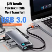 Baseus 100W Type-C HUB Adaptör 5in1 Type-C Dönüştürücü 3*USB 3.0 HDMI 4K Type-C Dönüştürücü - 5