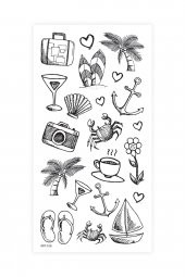 Summer -2 Geçici Dövme,Geçici Tattoo ,Vücut Dövme,Kol Bilek Dövme,Boyun Dövme,Sırt Dövme - 2