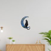 Veraart Epoksili Ahşap Aydaki Kedi Figürlü Duvar Dekorlu  Gece Lambası Mavi Yeşil  40 cm - 4