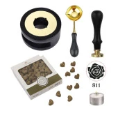 Davetiye Mum Mühürü Uygulama Seti Siyah Renk 811 Gül Desen thumbnail 1