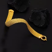 6 Sıra Halat Örgü Altın Bileklik thumbnail 3