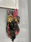 Dekoratif Maske  Kız Pano Duvar Heykel Biblo - 1