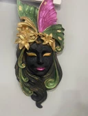 Dekoratif Maske  Kız Pano Duvar Heykel Biblo - 7