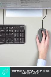 Logitech Kablolu USB Optik Mouse Siyah Kablolu Optik Mouse thumbnail 2